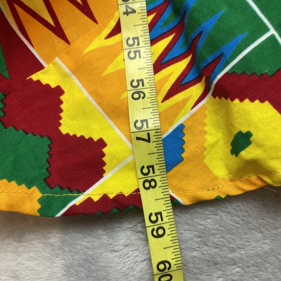 Vtg Smocked Kente African Maxi Dress Free Size World Dance Cultural Festival - Picture 6 of 7